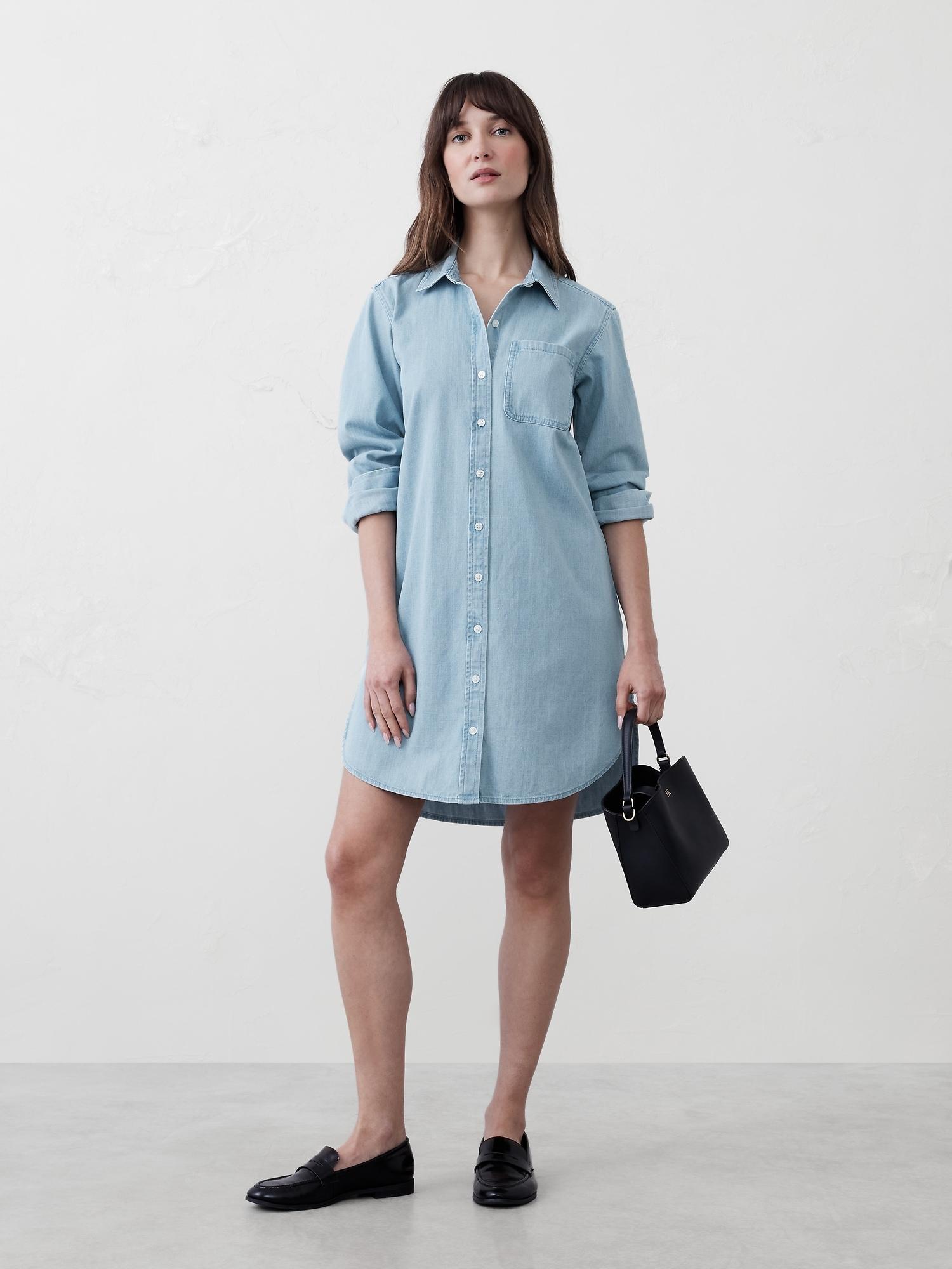 chambray mini shirtdress