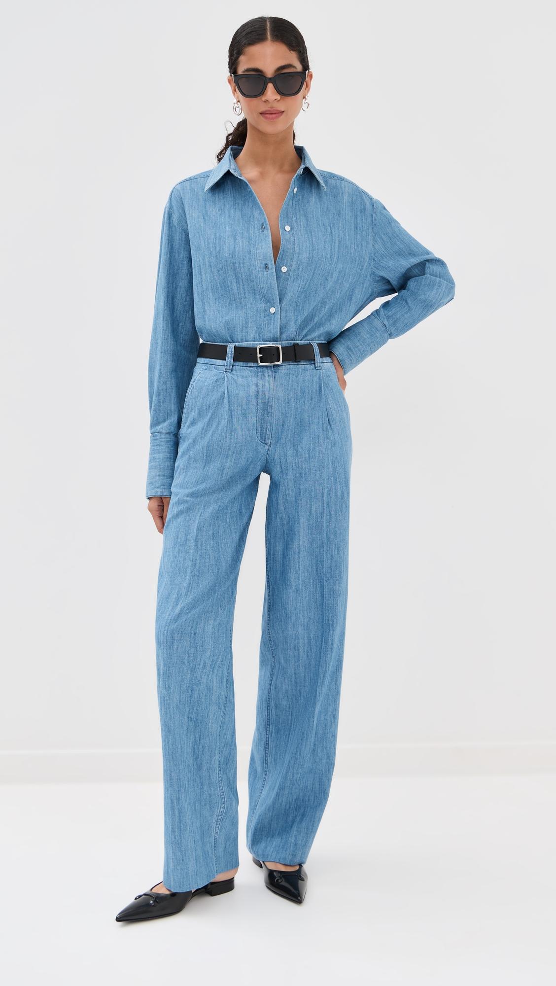 chambray relaxed wide leg pants