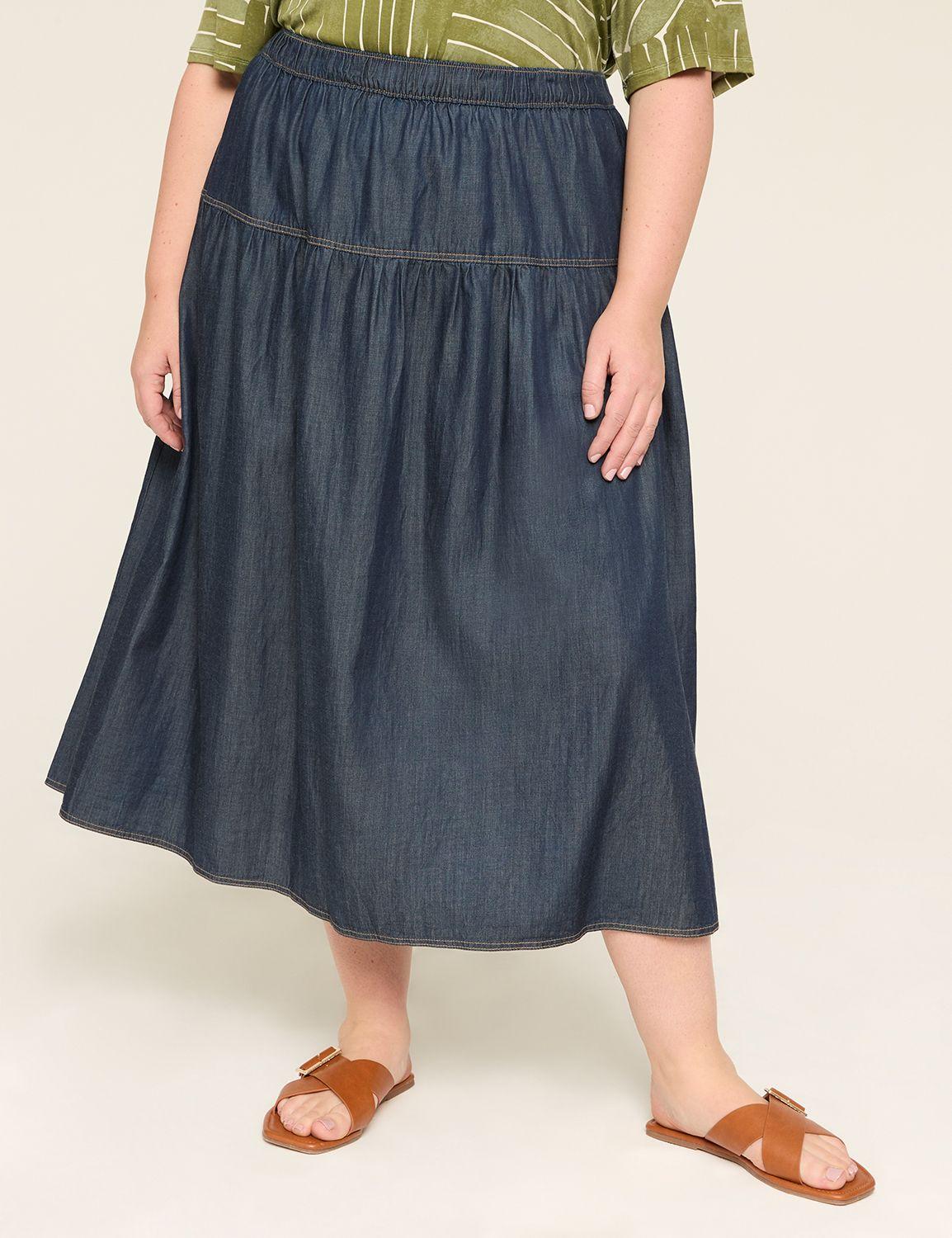 chambray tiered maxi skirt