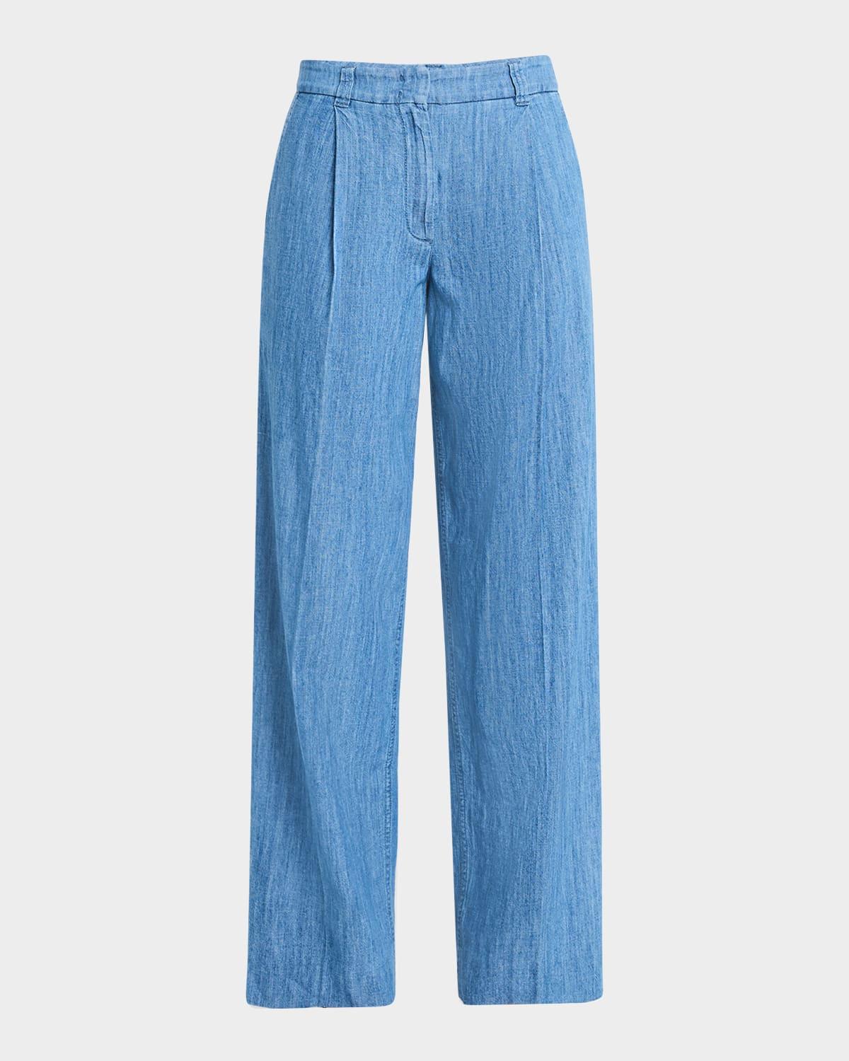 chambray wide leg pants