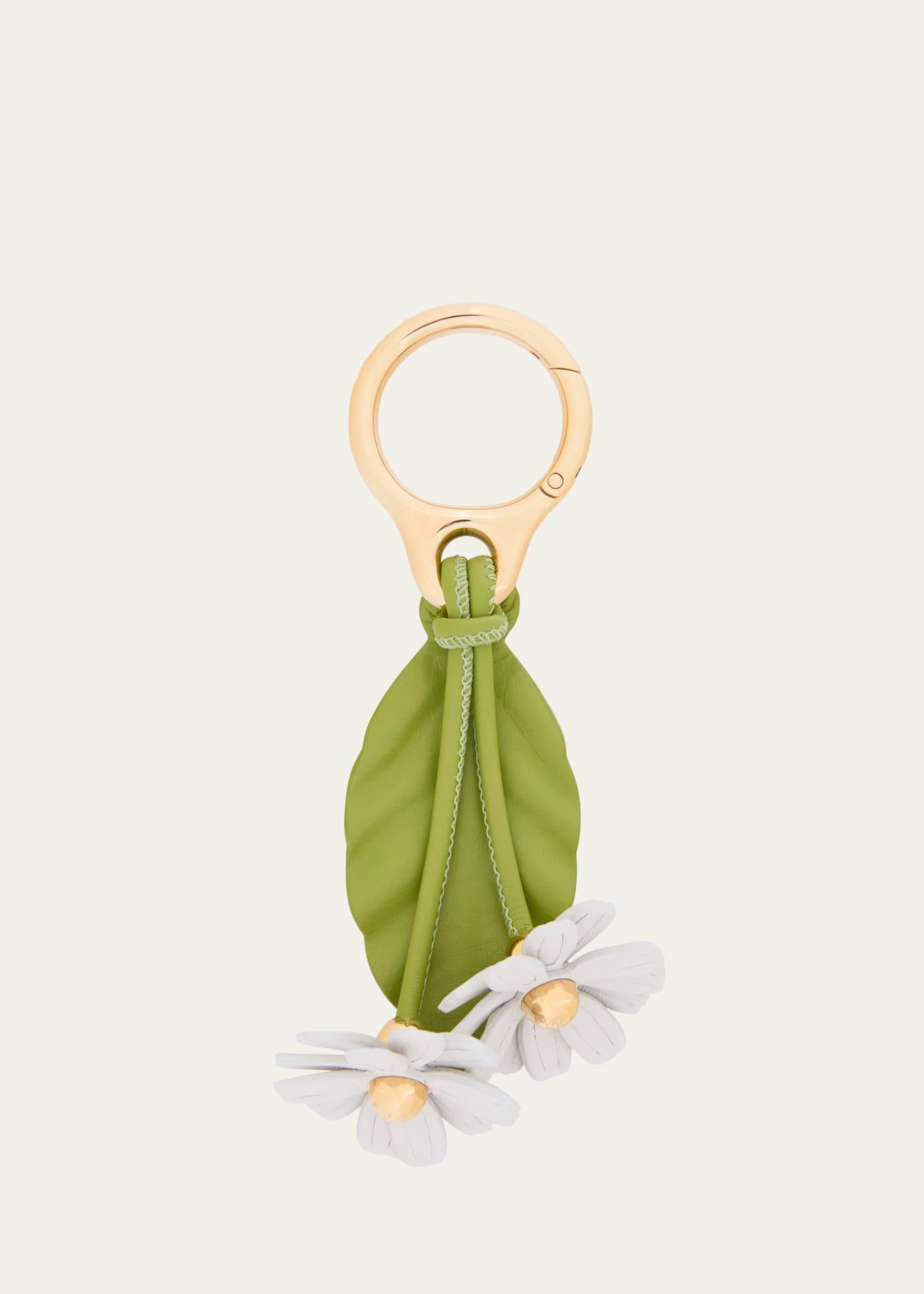 chamomile flower bag charm in calfskin leather