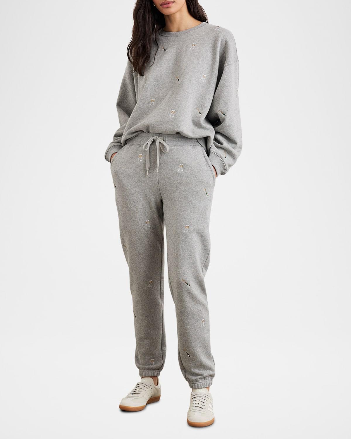 champagne embroidered varsity sweatshirt