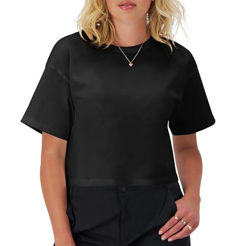champion, heritage, heavyweight t-shirt, cropped tee for women, black