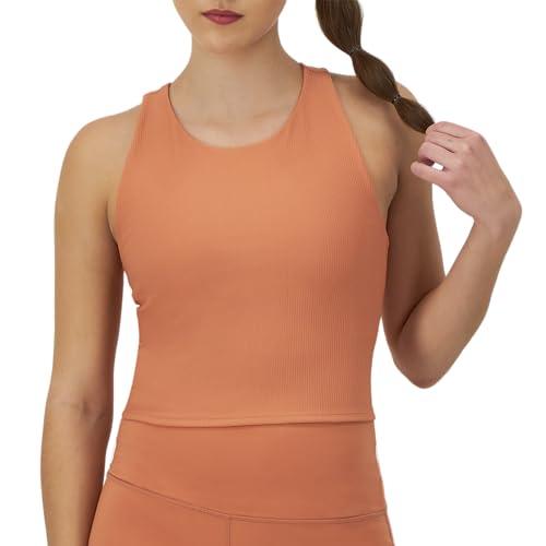 champion, soft touch, moisture wicking, ribbed cropped top for women, canyon red, x-small