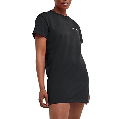 champion t-shirt, athletic women, comfortable midweight dress, black, small