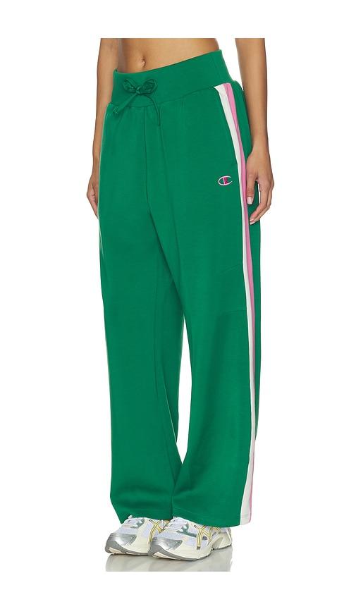 champion tennis court wide leg track pant in green.