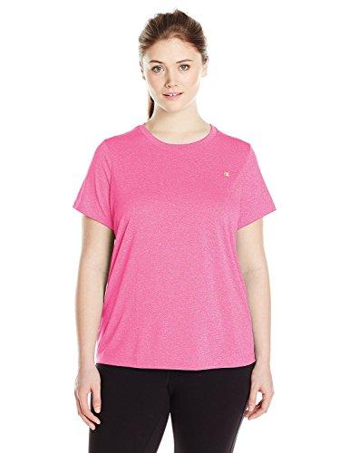 champion women's plus-size double dry tee, pinksicle heather, 2x