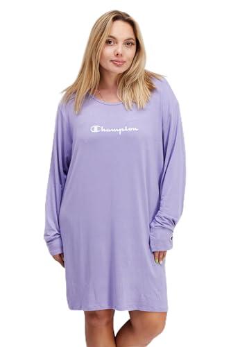 champion women's sleep long sleeve tee dress, lavender, xx-large