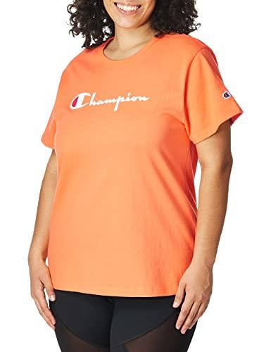 champion women's the heritage tee, orange wedge-551058, extra large