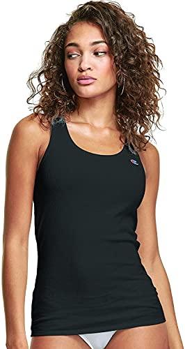 champion womens racerback tank base layer top, black, medium us