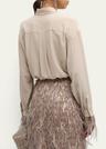chandelier feather-cuff crepe de chine blouse