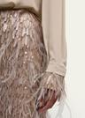 chandelier feather-cuff crepe de chine blouse