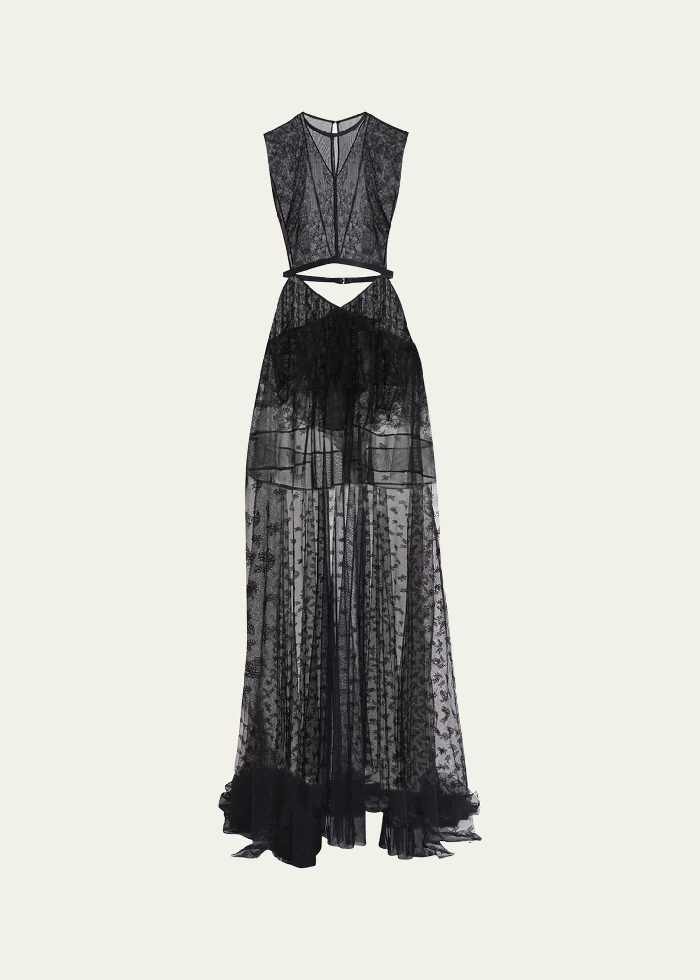 chantilly lace cutout maxi dress