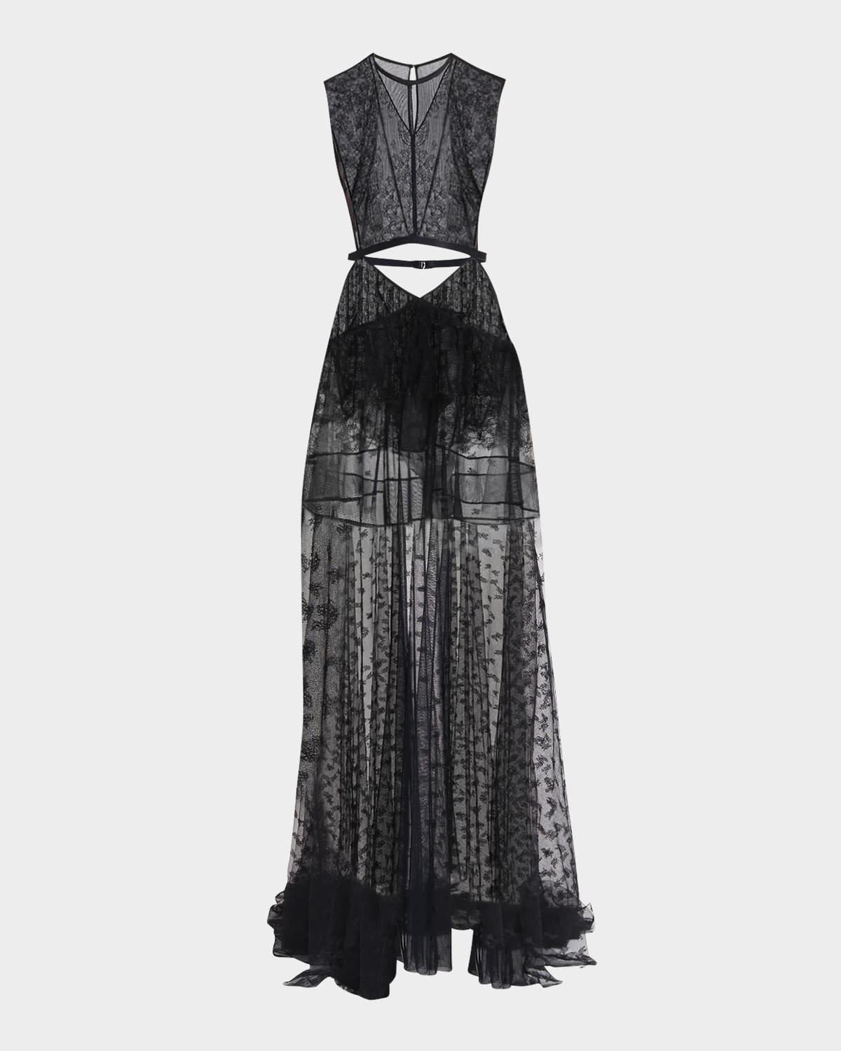 chantilly lace cutout maxi dress