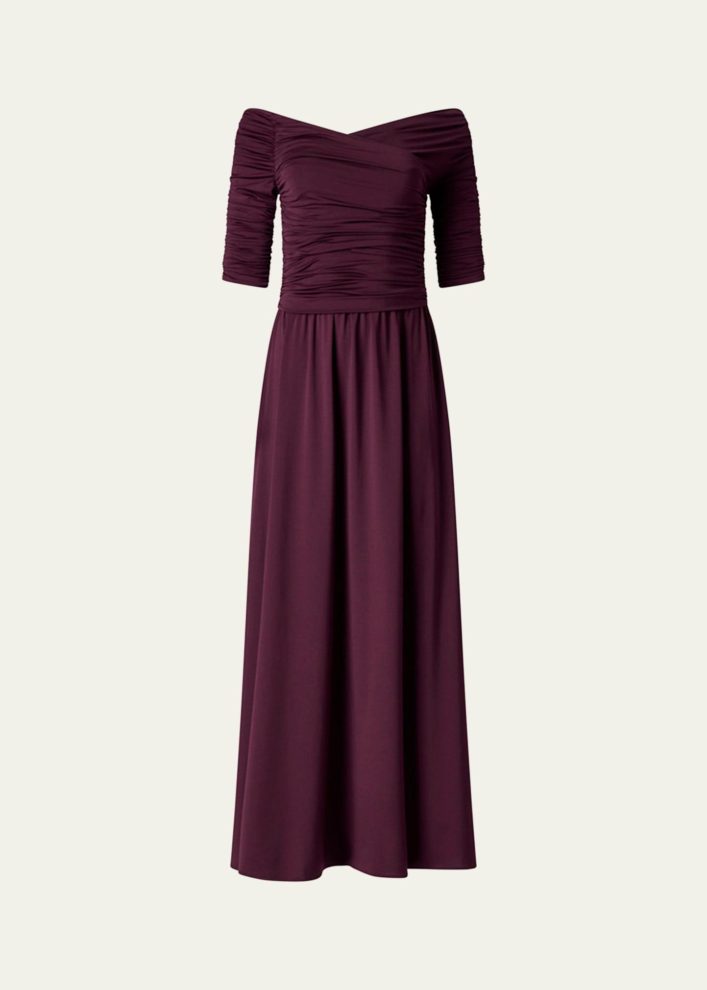 char off-shoulder ruched long dress