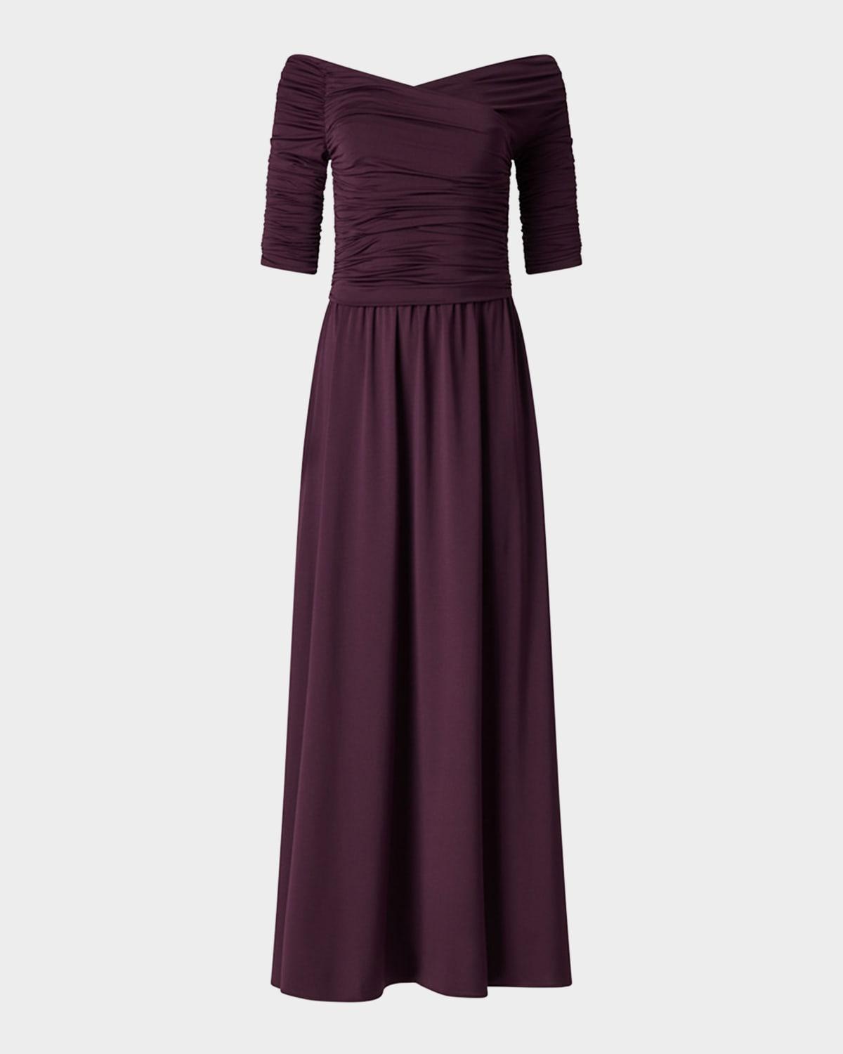 char off-shoulder ruched long dress