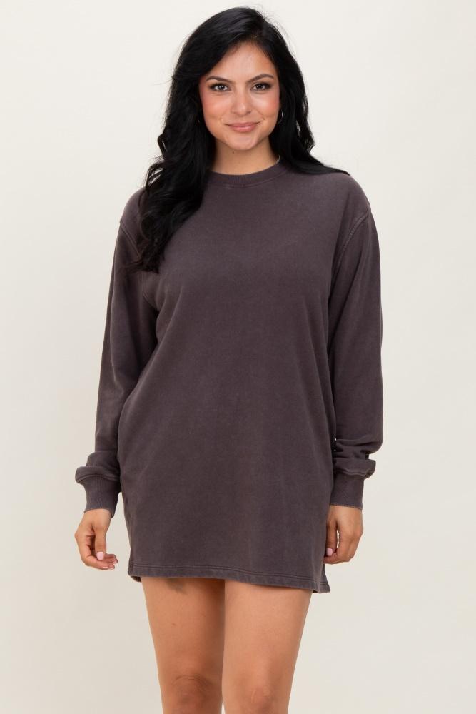 charcoal mineral wash oversized sweatshirt mini dress