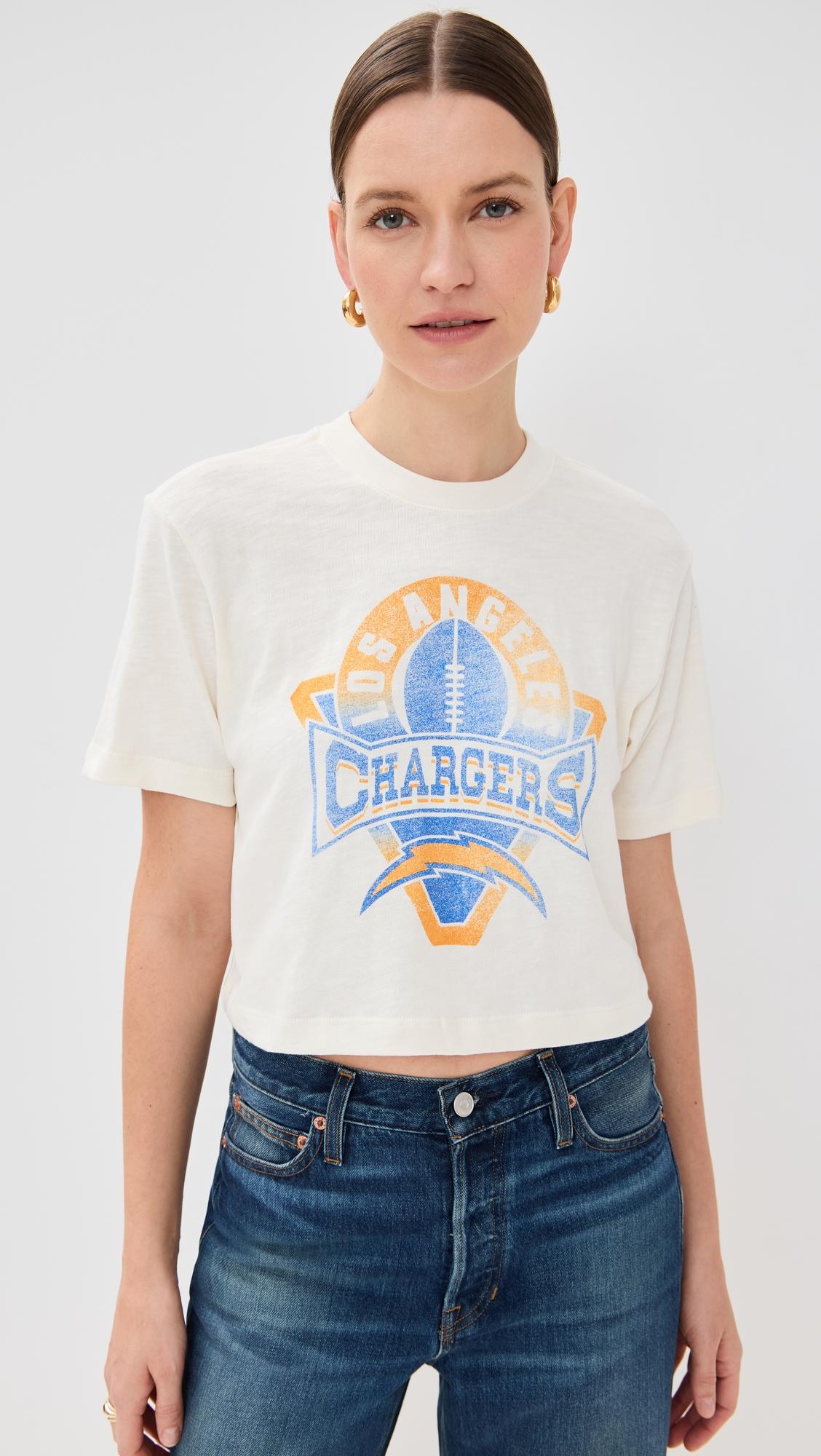 chargers mock neck crop tee