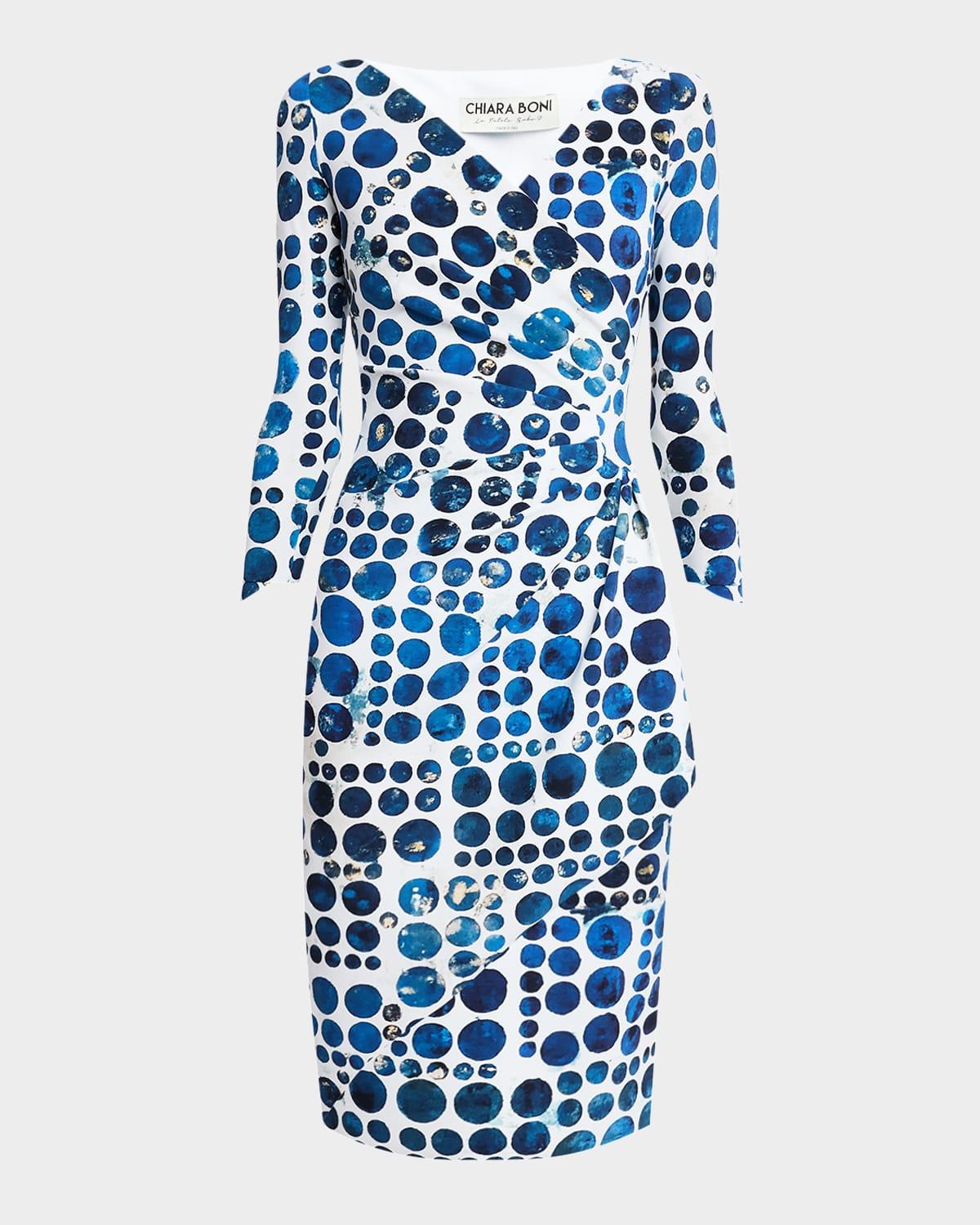 charisse pleated dot-print bodycon dress