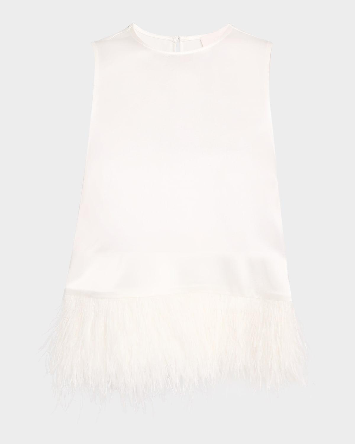 charisse satin feather-trim top