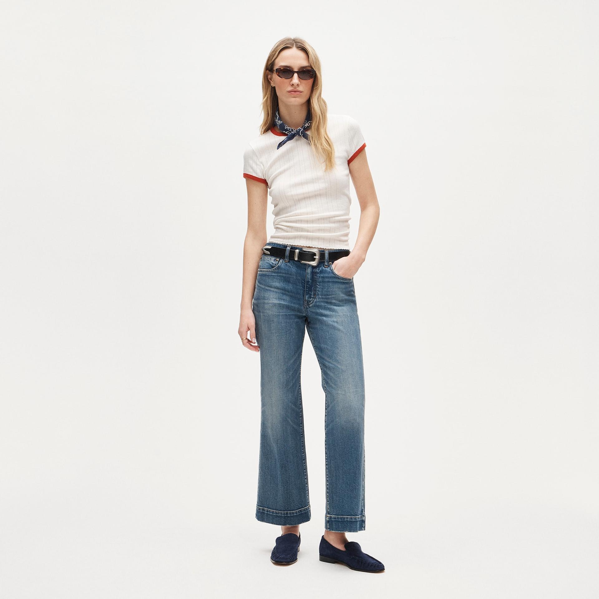 charley kickout cropped jean in semi-stretch