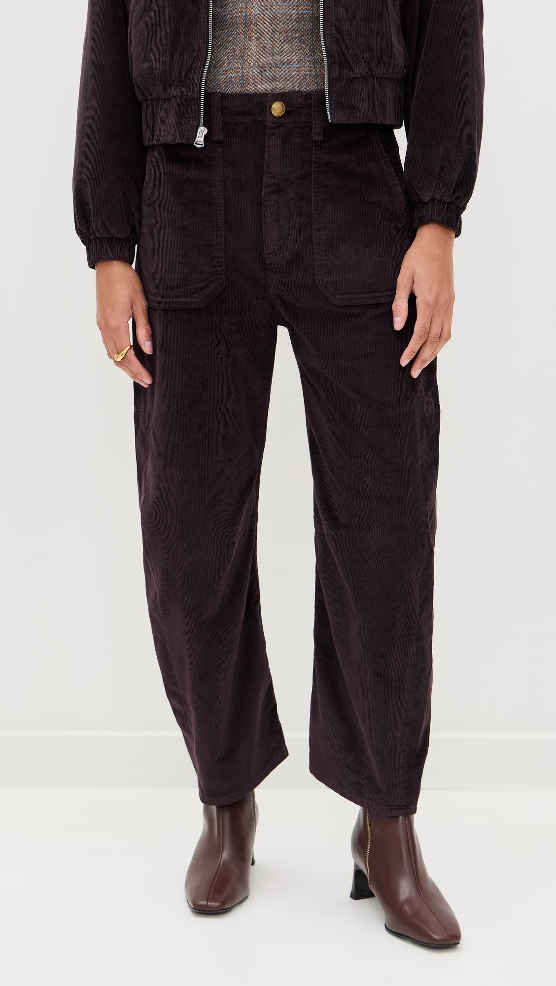 charlie high rise ankle barrel corduroy pants