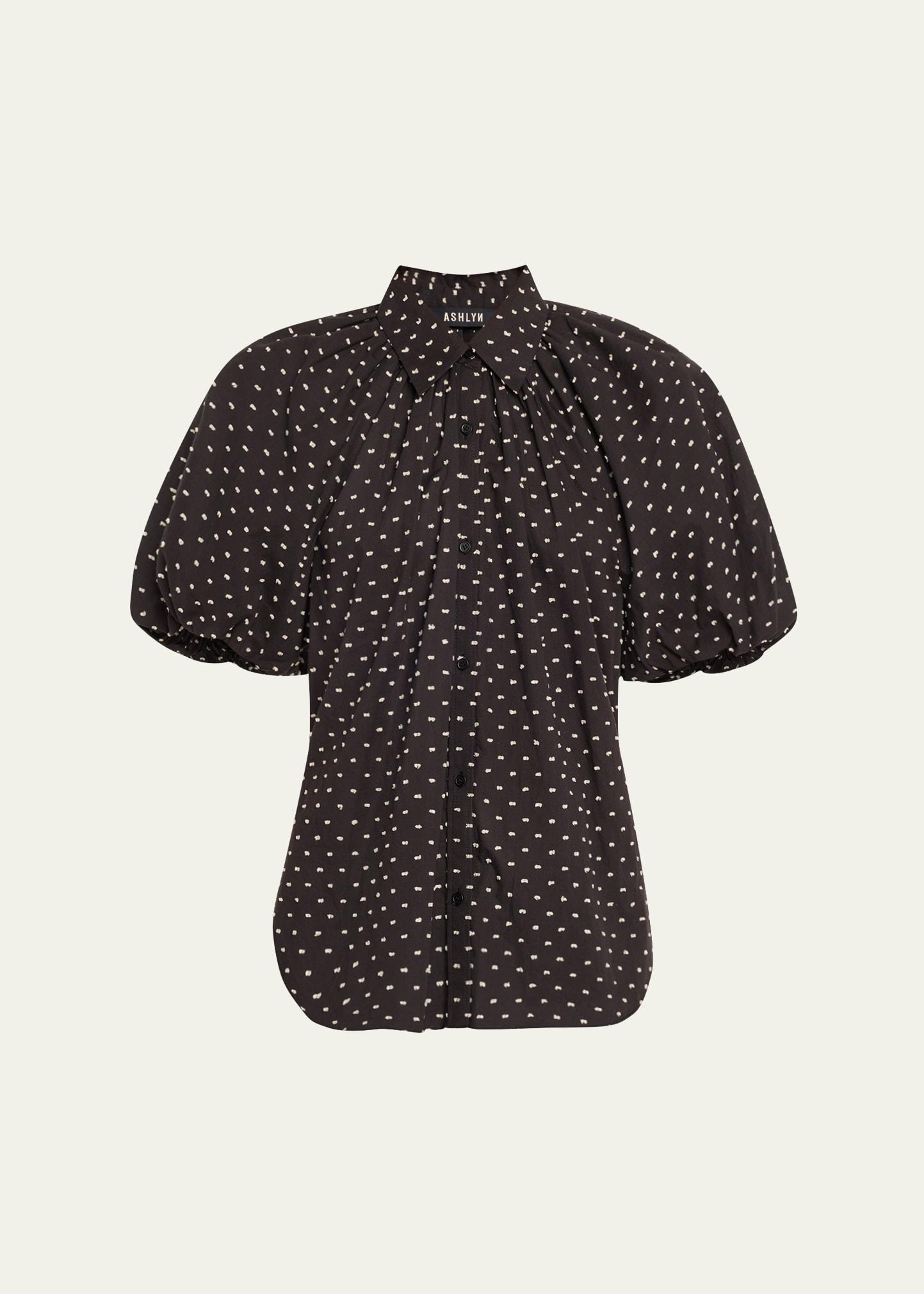 charlier printed balloon-sleeve blouse