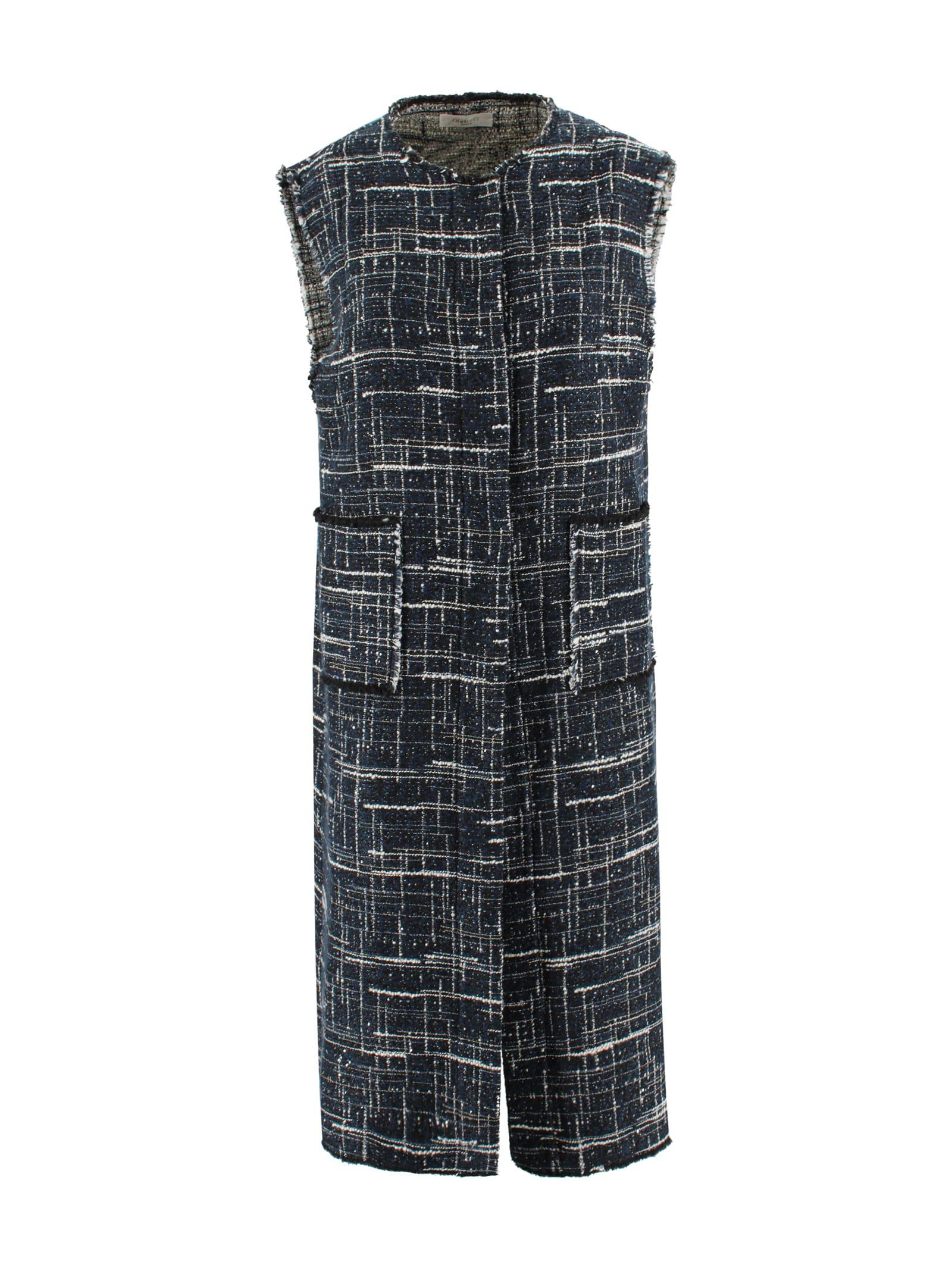 charlott long bouclé tweed waistcoat.