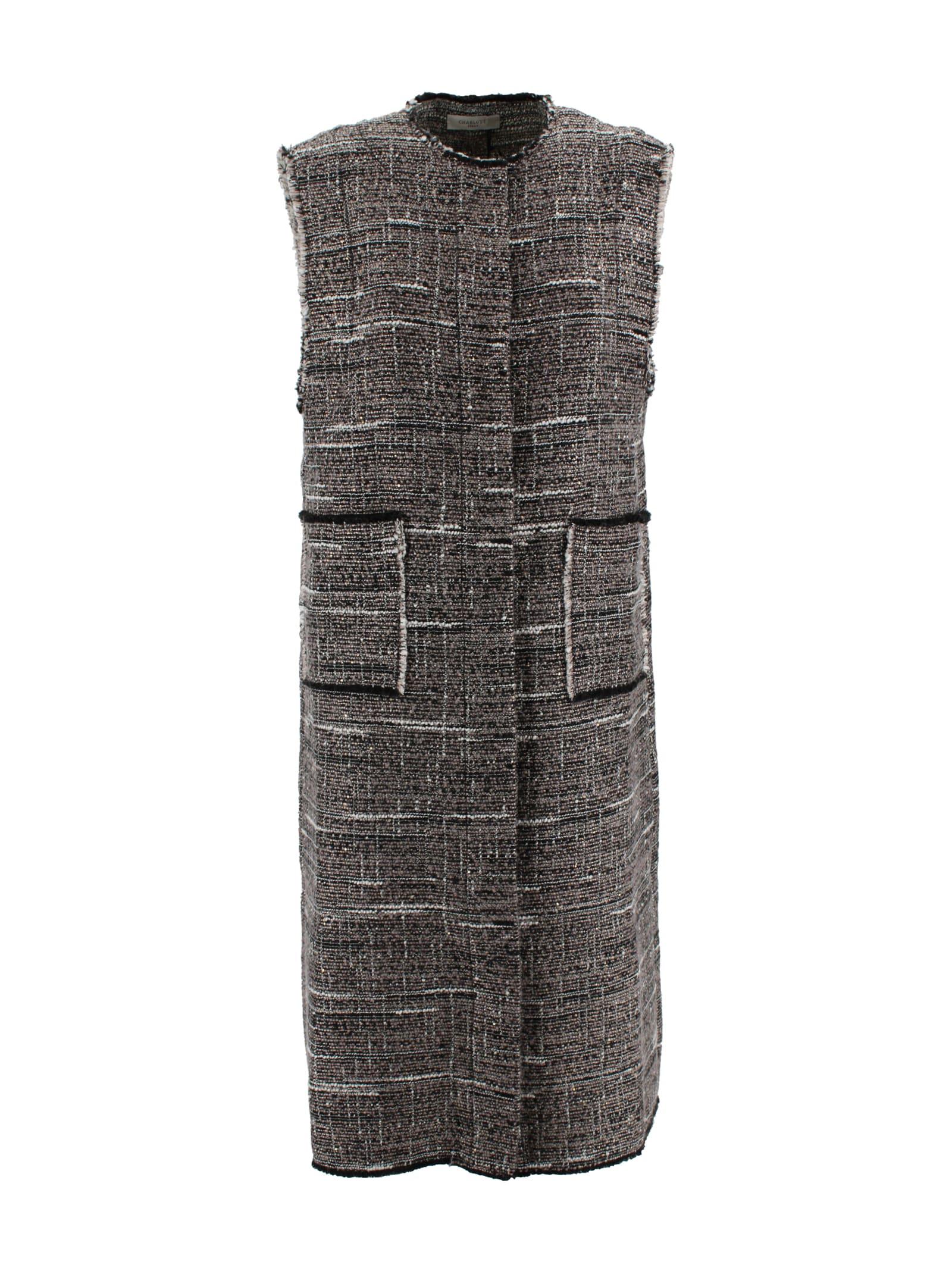charlott long bouclé tweed waistcoat.
