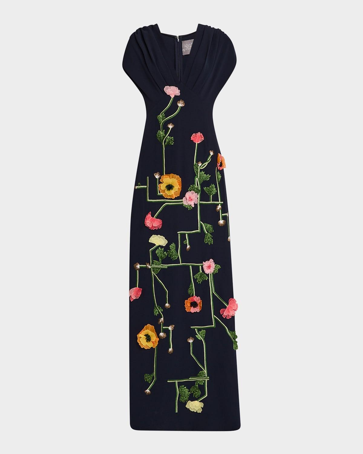 charlotte floral-embroidered empire-waist gown