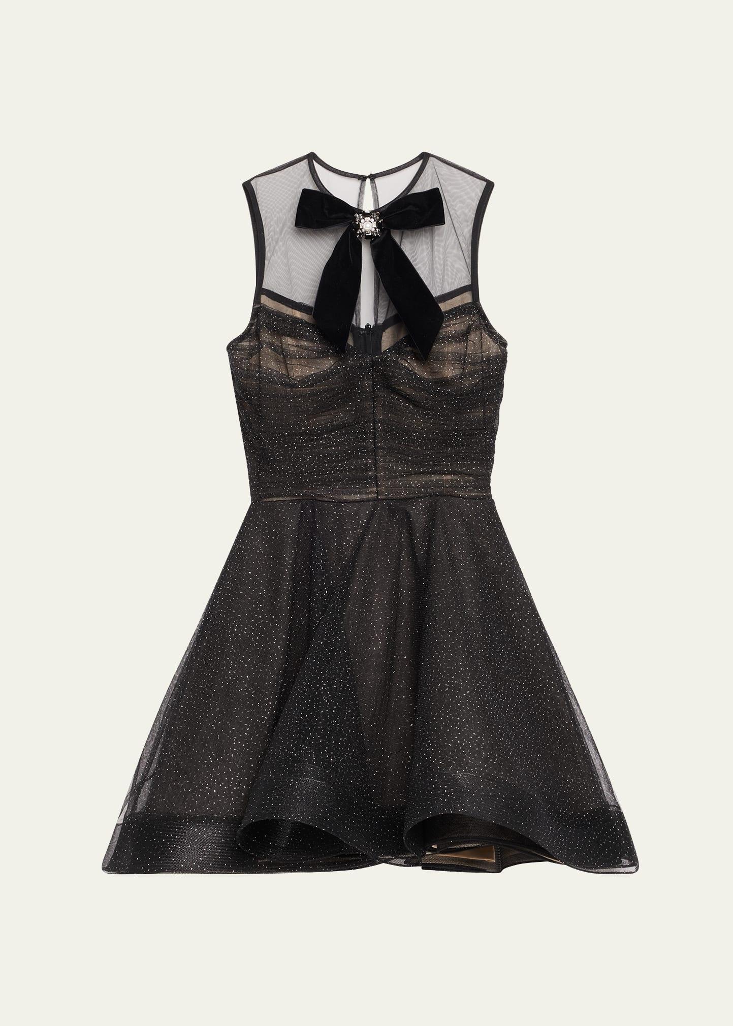 charlotte glitter tulle fit-&-flare mini dress