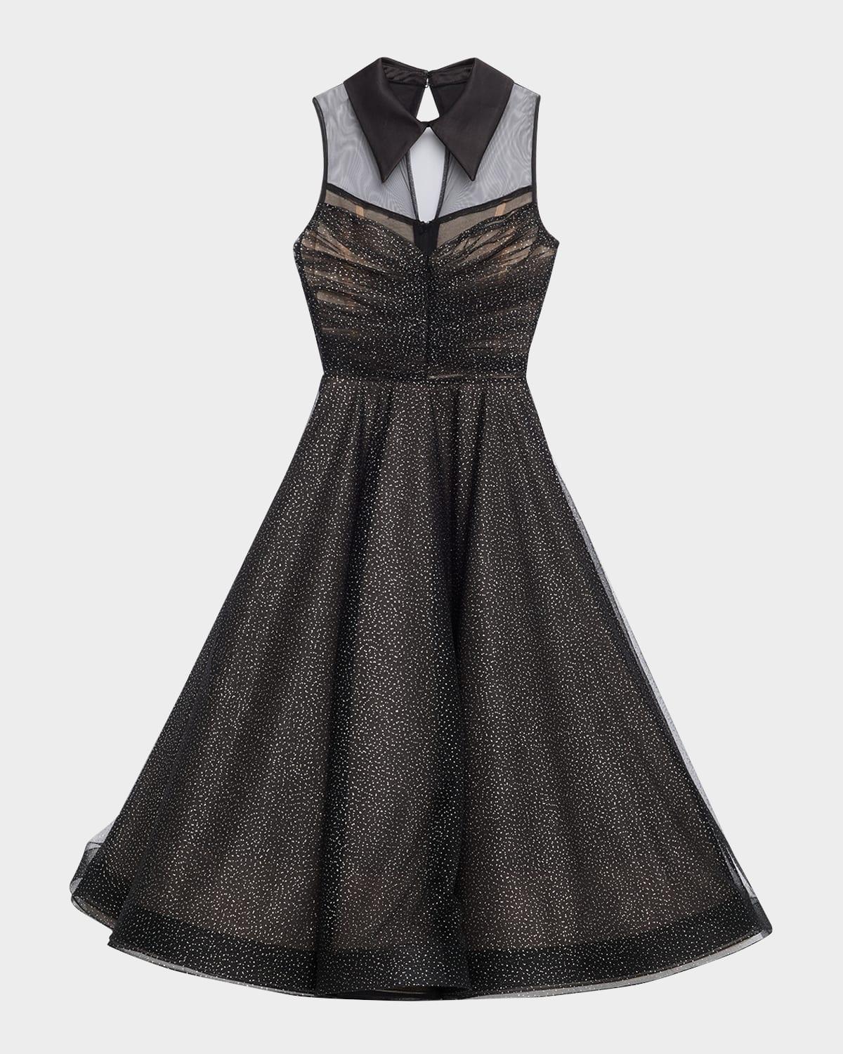 charlotte metallic speckled illusion midi dress