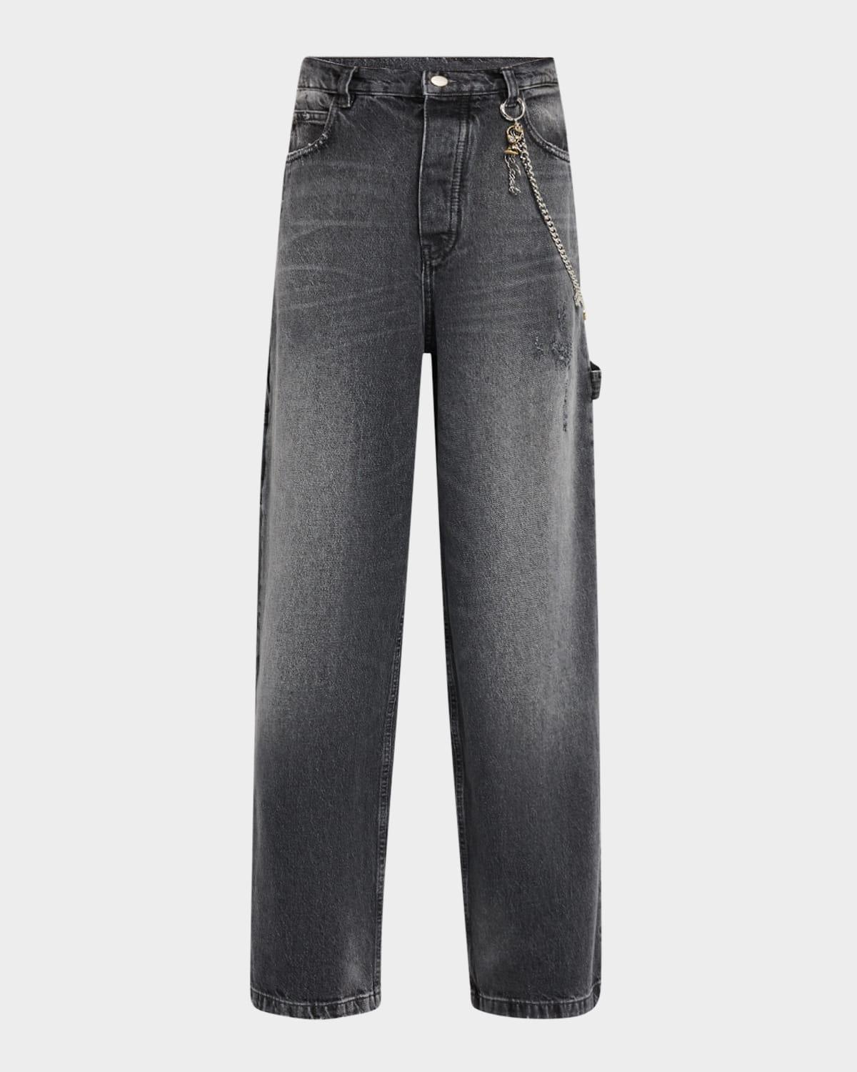 charm chain oversized wide-leg jeans