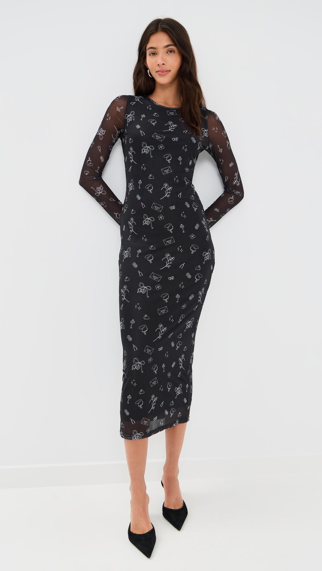 charm doodle print dress