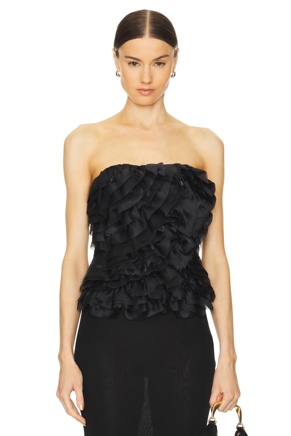 charmed rosette ruffle bustier
