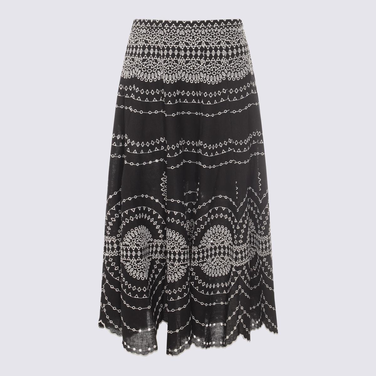 charo ruiz black and white cotton skirt