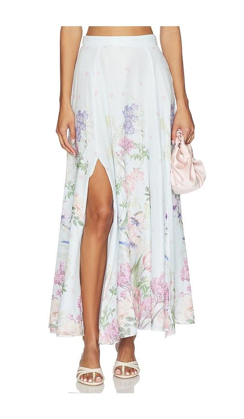 charo ruiz ibiza long skirt ventine in baby blue.