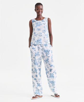 charter club 100 linen pleated back sleeveless top drawstring pants macys exclusive