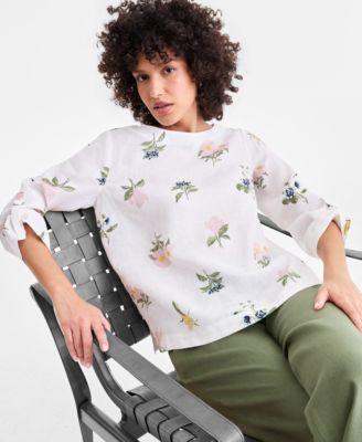 charter club womens 100 linen d ring top created for macys