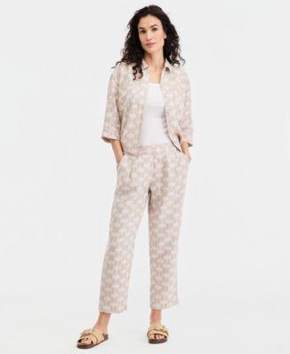 charter club womens 100 linen pleated front tapered pants macys exclusive