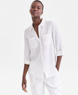 charter club womens 100 linen shirt created for macys