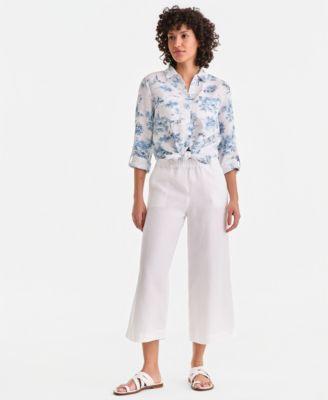 charter club womens cropped wide leg 100 linen pants exclusively at macys