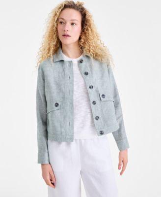charter club womens linen blend field jacket created for macys