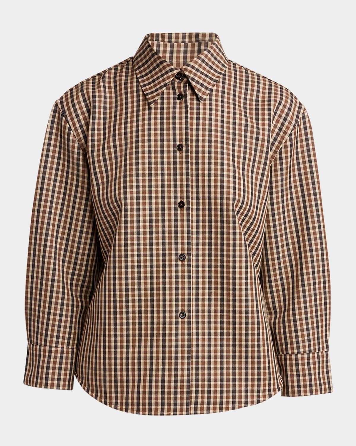 check 3/4-sleeve classic shirt