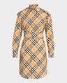 check belted long-sleeve shirtdress