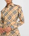 check belted long-sleeve shirtdress
