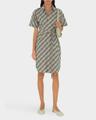 check belted shirt dress