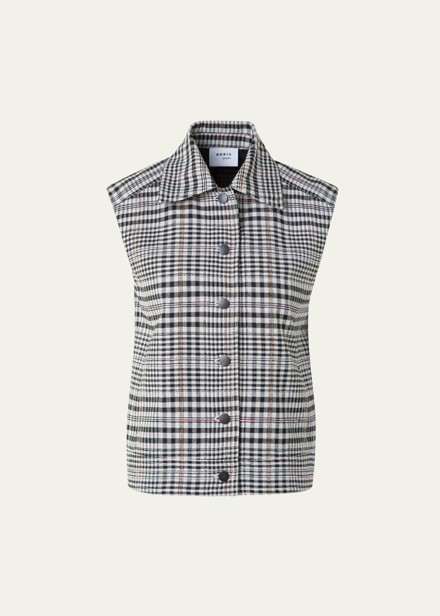 check cap sleeve cotton-blend jacket