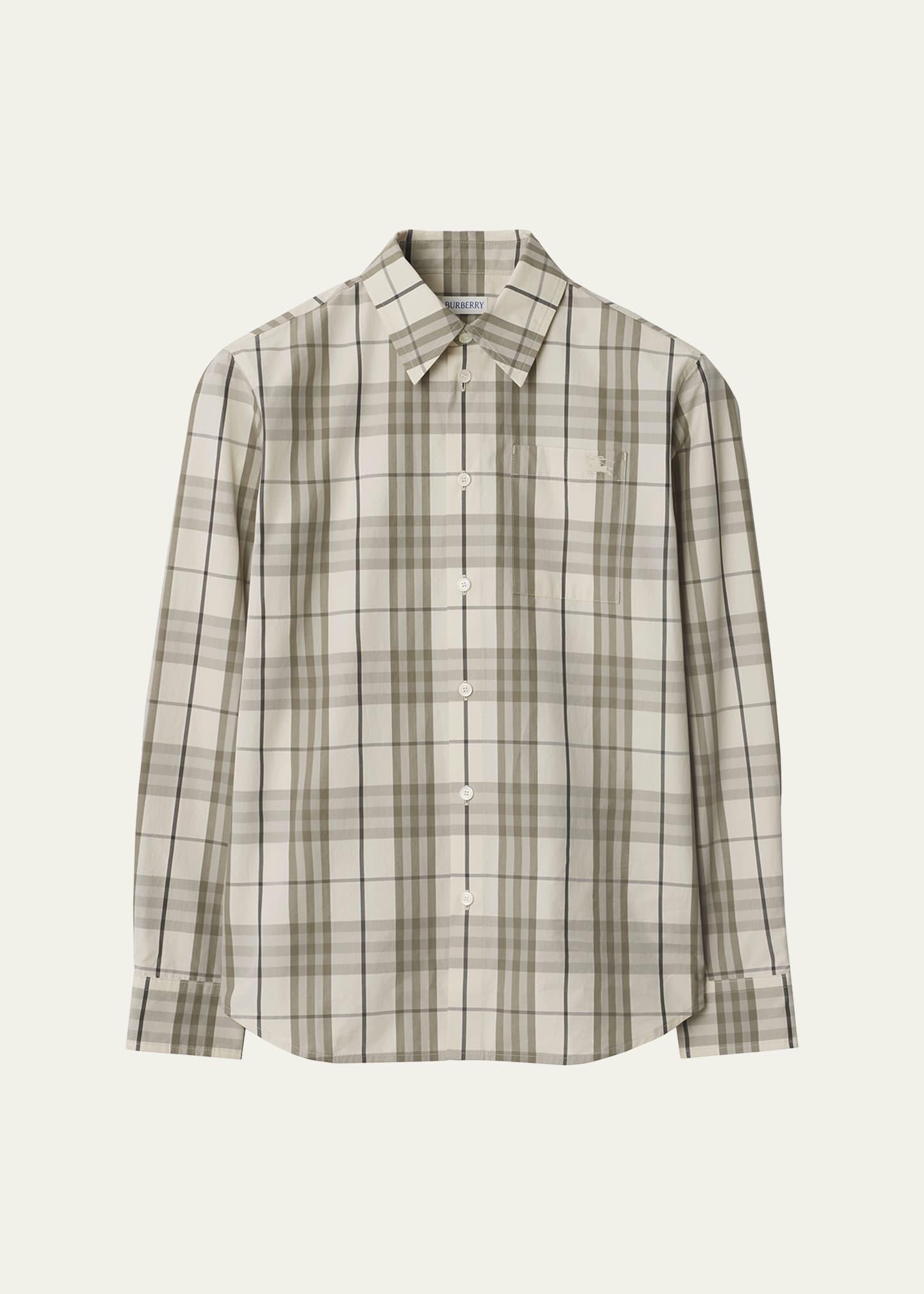 check cotton button-down shirt