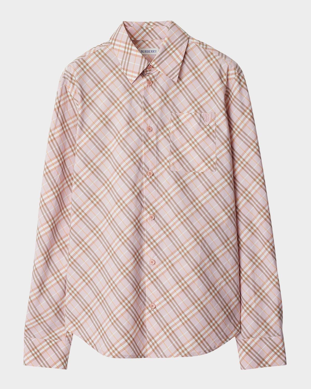 check cotton button-down shirt